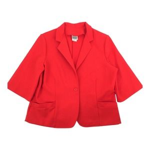 Vintage Nikki One Button 3/4 Sleeve Blazer 20 Womens Bright Solid Red Jacket